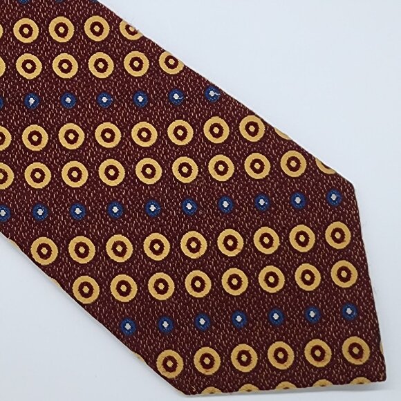 Necktie Superba Sugar & Spice Geometric Stripe Brown Blue 4" W 53.5" L 1970s - Picture 2 of 5